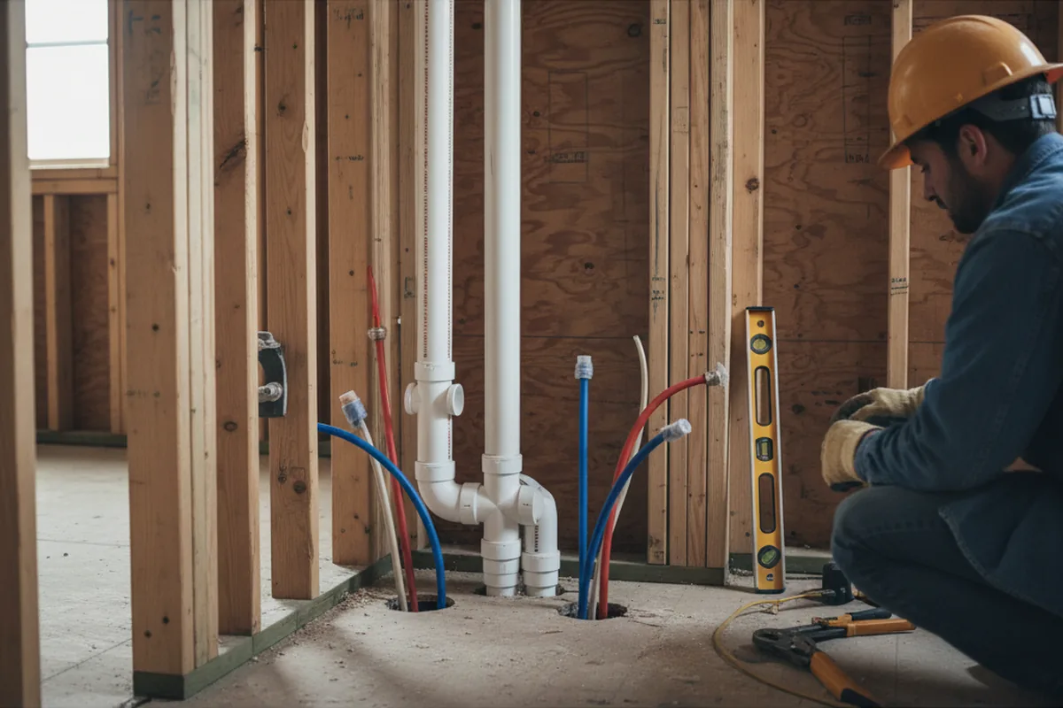 Drain and supply rough-in during Drain Cleaning in Spofford