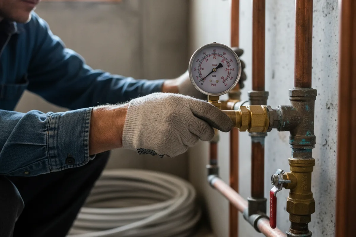 Pressure testing a repaired line during Water Line Repair in Spofford